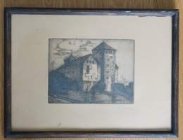 Frans Nyberg, Turun linna , etsaus sign 1930   20x27 cm kehystetty
