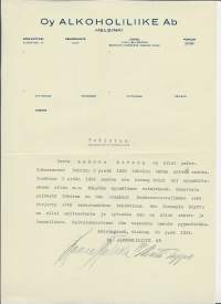 Alkoholiliike Oy 1934  - firmalomake