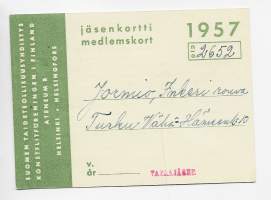 Suomen Taideteollisuusyhdistys   - jäsenkortti 1957