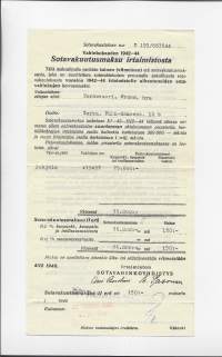 Irtaimiston Sotavahinkoyhdistys  - Vahinkokauden  v 1942 - 44 Sotavakuutusmaksu irtaimistosta