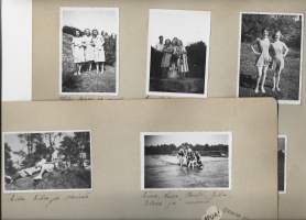 Sota-ajan naisia  rannalla  ja miehiä kuivalla maalla   - valokuva albumin sivuilla 14 kpl erä