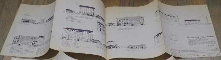 Viipuri pienoismalli 1939 Wiipurin kaupunki, Repola, Pohjolankatu-Punaisenlähteenkatu-Torkkelinkatu-Maununkatu - julkisivukaavio 1/500 1986