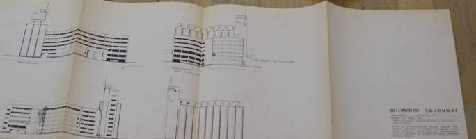 Viipuri pienoismalli 1939 Wiipurin kaupunki, Linnoitus, Pontuksenkatu, Tuomiokirkonkatu, Havinkatu, Karjalankatu  - julkisivukaavio 1/500   1986