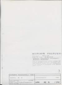 Viipuri pienoismalli 1939 Wiipurin kaupunki, Repola, Vaasankatu, Kannaksenkatu, Myllymäenkatu, Brahenkatu, Pellervonkatu - julkisivukaavio 1/500 1986