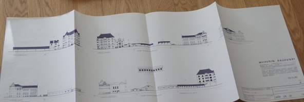 Viipuri pienoismalli 1939 Linnoitus - Luostarinkatu, Agricolankatu, Pontuksenkatu, Tuomiokirkkokatu, Julkisivukaavio  1/500,  1986