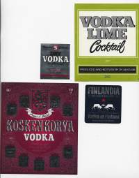 Vodkaa  - viinaetiketti 4 erilaista