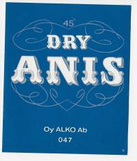 Dry Anis  Alko 047  - viinaetiketti