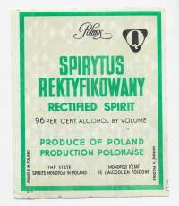 &quot;Varsovan laulua&quot; Pirtua Rectified spirit Poland - viinaetiketti