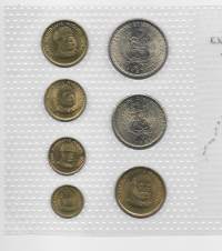 Peru rahasarja 1,5,10,20 ja 50 centimos 1 ja 5  intis 1985-88 - ulkomainen kolikko