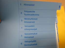 VBG 1987 yritysesite - tuotevalikoima; vetokytkimet &amp; ilmaservot, vetopalkit &amp; alleajosuojat, vetosilmukat &amp; vetoaisat, hinauskoukut, sähkövarusteet -tuoteluettelo