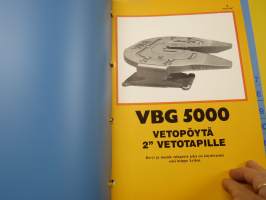 VBG 1987 yritysesite - tuotevalikoima; vetokytkimet &amp; ilmaservot, vetopalkit &amp; alleajosuojat, vetosilmukat &amp; vetoaisat, hinauskoukut, sähkövarusteet -tuoteluettelo