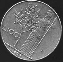 Italia 100 liiraa - 4 kolikkoa 1966, 1968. 1975, 1977