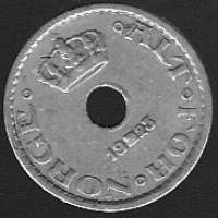 Norja  1 krone 1940, 50 öre 1927, 10 öre 1924,1925,1937 - 5 kpl kolikko CuNi 25mm/22mm/15mm