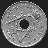 Belgia  10 centimes 1920 ja  5 centimes 1925 - 2 kpl kolikko CuNi 22mm/19mm. 5 centin kolikossa korkea kakkonen!