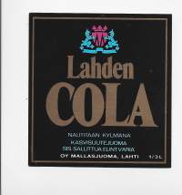 Lahden Cola-   juomaetiketti