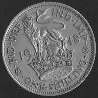 Englanti - One shilling 1948  ja sixpence 1950 kolikot