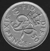 Englanti - One shilling 1948  ja sixpence 1950 kolikot
