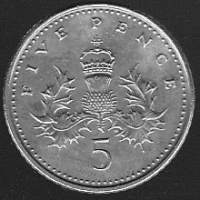 Englanti - Five pence 1992 ja 1997 kolikot