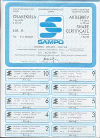 Vakuutus Oy  Sampo osakekirja 1987