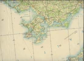 USAF Pilottage Chart - Denmark,Germany, Netherland, Poland Sweden   kartta 105x145 cm taitettu kokoon 26x37 cm  dated 1967 litographed