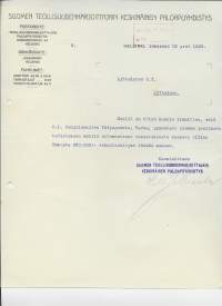 Teollisuudenharjoittajain Keskinäinen Palovakuutusyhtiö 1929 firmalomake