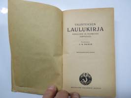 Valistuksen laulukirja, nuottipainos, sisältää nuottioppi-osuuden alussa, kaikki laulujen nimet näkyvät kuvissa