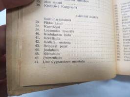 Valistuksen laulukirja, nuottipainos, sisältää nuottioppi-osuuden alussa, kaikki laulujen nimet näkyvät kuvissa