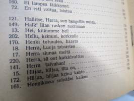 Valistuksen laulukirja, nuottipainos, sisältää nuottioppi-osuuden alussa, kaikki laulujen nimet näkyvät kuvissa