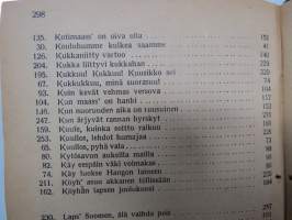 Valistuksen laulukirja, nuottipainos, sisältää nuottioppi-osuuden alussa, kaikki laulujen nimet näkyvät kuvissa