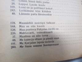 Valistuksen laulukirja, nuottipainos, sisältää nuottioppi-osuuden alussa, kaikki laulujen nimet näkyvät kuvissa