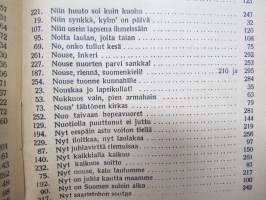 Valistuksen laulukirja, nuottipainos, sisältää nuottioppi-osuuden alussa, kaikki laulujen nimet näkyvät kuvissa