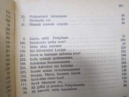 Valistuksen laulukirja, nuottipainos, sisältää nuottioppi-osuuden alussa, kaikki laulujen nimet näkyvät kuvissa