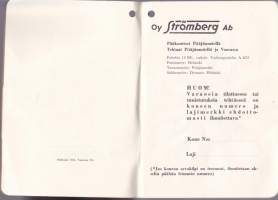 Strömberg oikosulkumoottoreiden asennus-, käyttö- ja hoito-ohjeita.  34 H 2112 F, 1954.