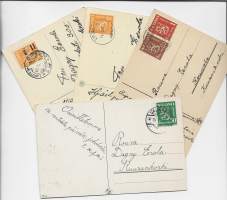 Kukkakortteja 4 kpl erä  - postikortti  kulkenut 1930-40 l