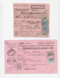 Postietuannin ka Postiennakko-osoitekortti 1920 luvulta 2 kpl erä