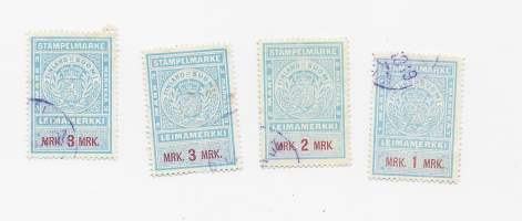 Leimamerkki m 1895  1,2 3 ja 8  markkaa - leimamerkki 4 eril