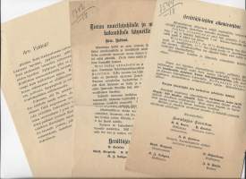 Herättäjä-lehden toimituksen tiedotuksia vuodelta 1918  3 kpl erä