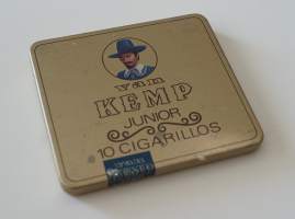 Van Kemp Junior  - sikarilaatikko peltiä , koko 9x9x1  cm