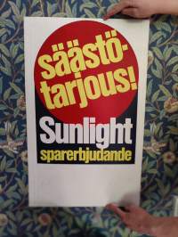 Säästötarjous Sunlight mainosjuliste 1980-l.