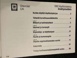 Chevrolet C/K Pick-up - Käyttöohjekirja (1992)