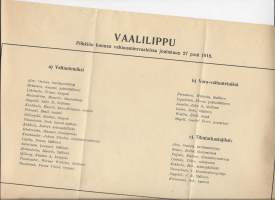 Vaalilippu Piikkiön kunnan valtuusmiesvaaleissa 1918