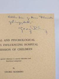 Social and Psychological Factors Influencing Hospital Admission of Children (signeerattu, tekijän omiste)