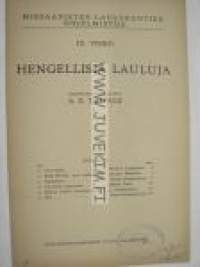 Hengellisiä lauluja. Miesäänisten laulukuntien ohjelmistoa. IX vihko