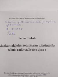 Maakuntalehden toimittajan toimintatila teknis-rationaalisessa ajassa (signeerattu, tekijän omiste)