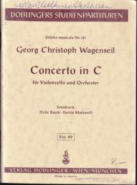 Musiikki - Georg Christoph Wagenseil - Concerto in C Für Violoncello und Orchester. Partituuri 19x13 cm.