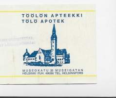 Töölön Apteekki Helsinki  resepti  signatuuri  1970