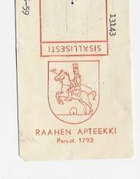 Raahen Apteekki   , resepti  signatuuri  1959