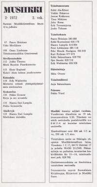 Musiikki (-lehti) - 1972 vuosikerta 1-4, 4 numeroa. Katso sisältö kuvista.