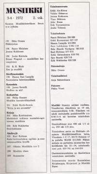 Musiikki (-lehti) - 1972 vuosikerta 1-4, 4 numeroa. Katso sisältö kuvista.