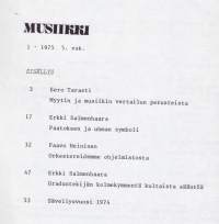 Musiikki (-lehti) - 1975 vuosikerta 1-4, 4 numeroa.  Katso sisältö kuvista.